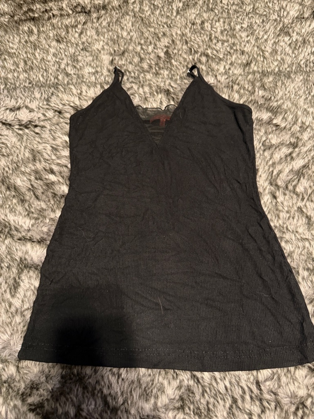 Sleek Black V-Neck Ribbed Camisole Tank